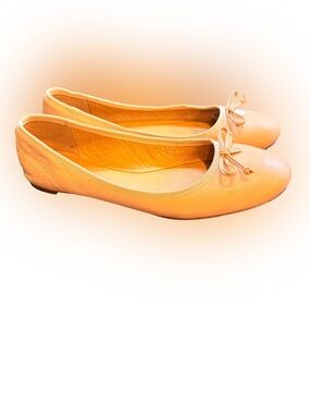 Coach “Lola” Ballet Flats Tannish Pink Bow Hang Tag Sz 8 EUC